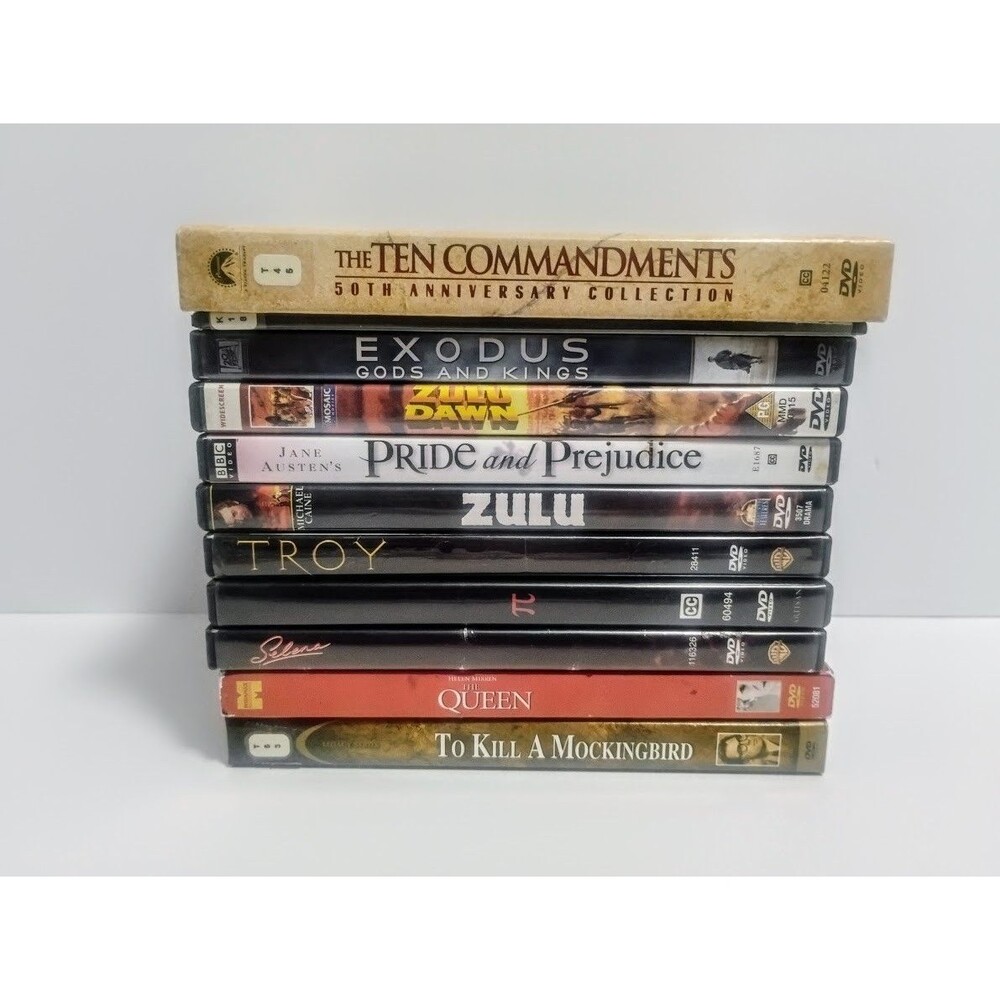 11 CT DRAMA CLASSICS HISTORICAL DVD LOT THE TEN COMMANDMENTS TROY SELENA ETC
